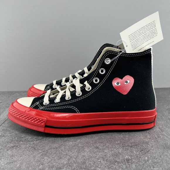 Converse Chuck Taylor All Star 70 Hi Comme Des Garcons Size 8 Mens Black Red - Picture 4 of 10
